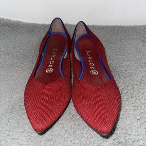 Rothys The Point Shoes Womens Size 10 Red Blue Knit Flats Recycled Eco